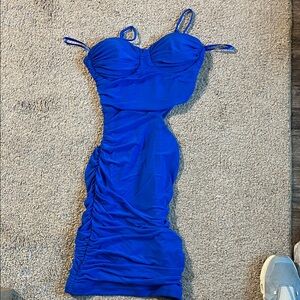 Windsor Royal Blue Ruched Midi Dress